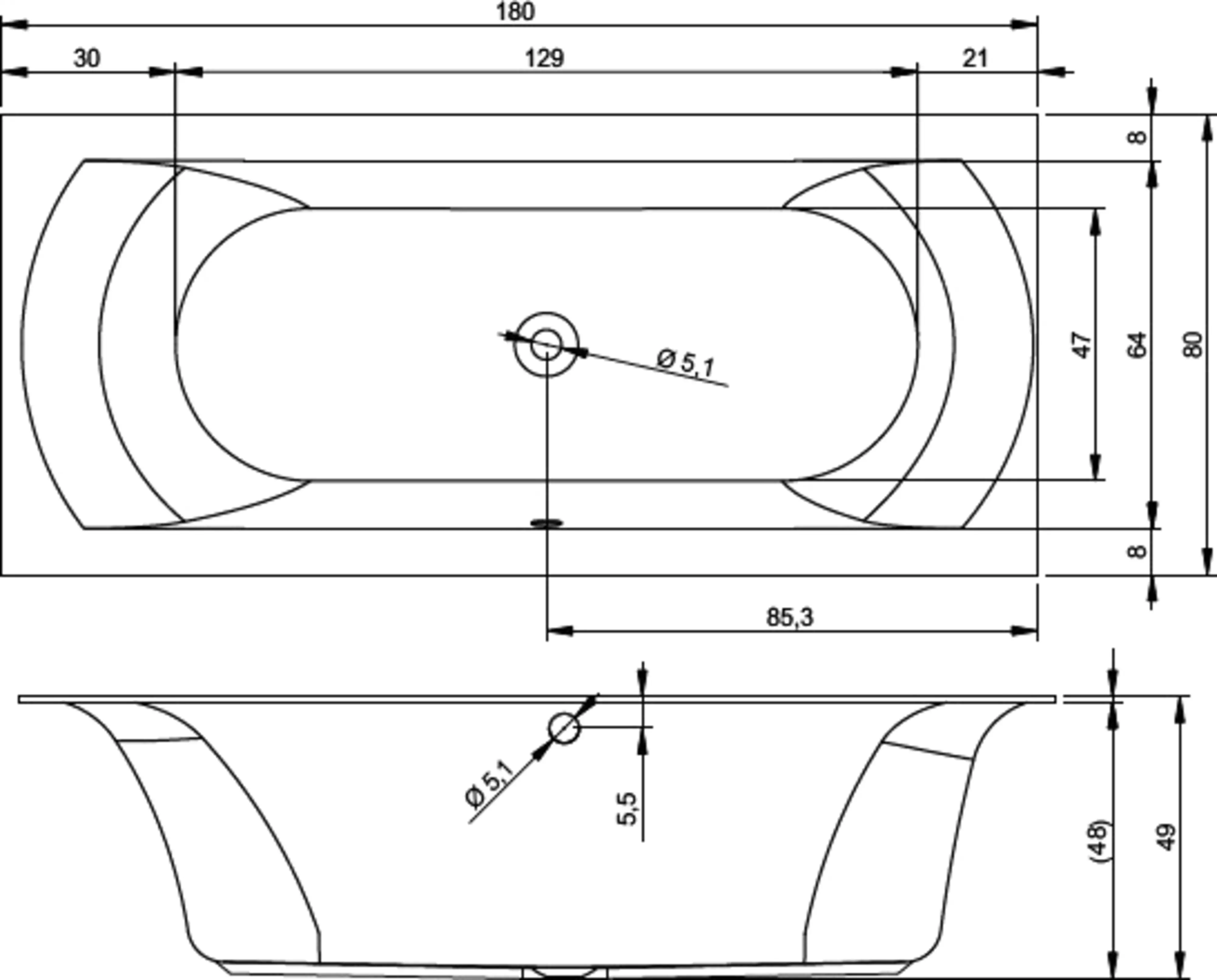 Изображение товара Прямоугольная ванна Riho Linares Velvet 180x80 B142001105 акриловая 180x80см
