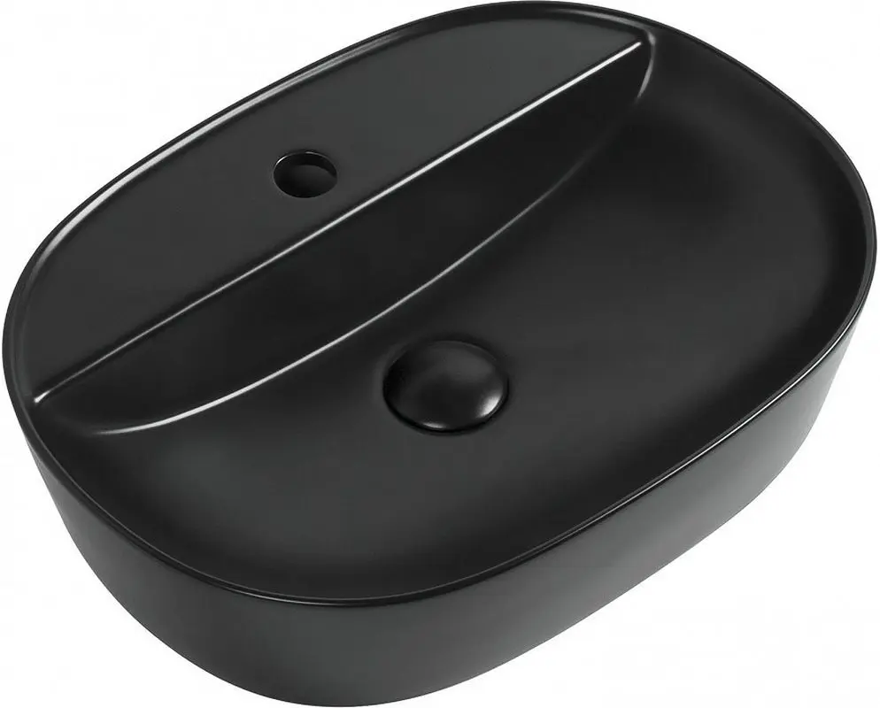Изображение товара Раковина накладная Aquanet lake LAKE-2-MB 50см цвет черный