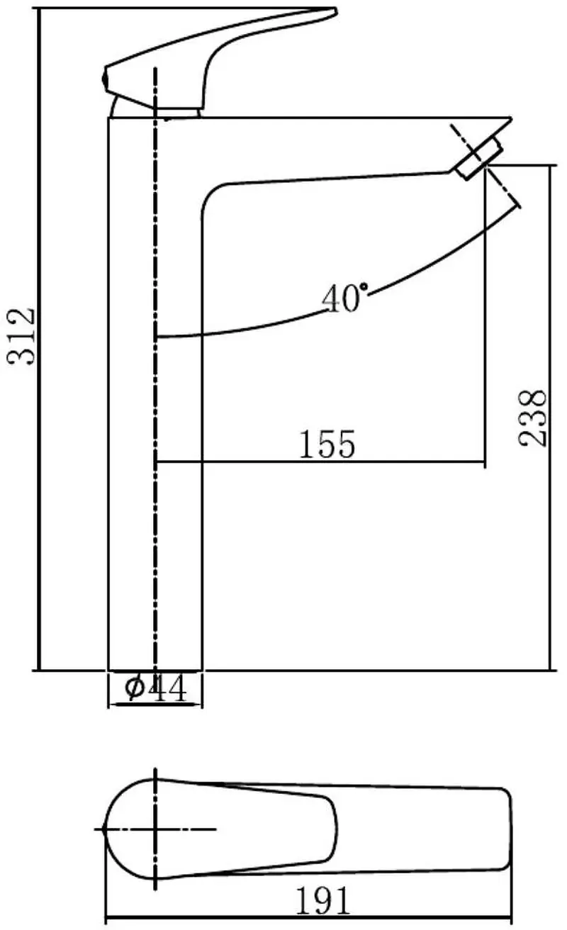 Изображение товара Смеситель для раковины Aquanet 00261821 однорычажный высокий цвет черный