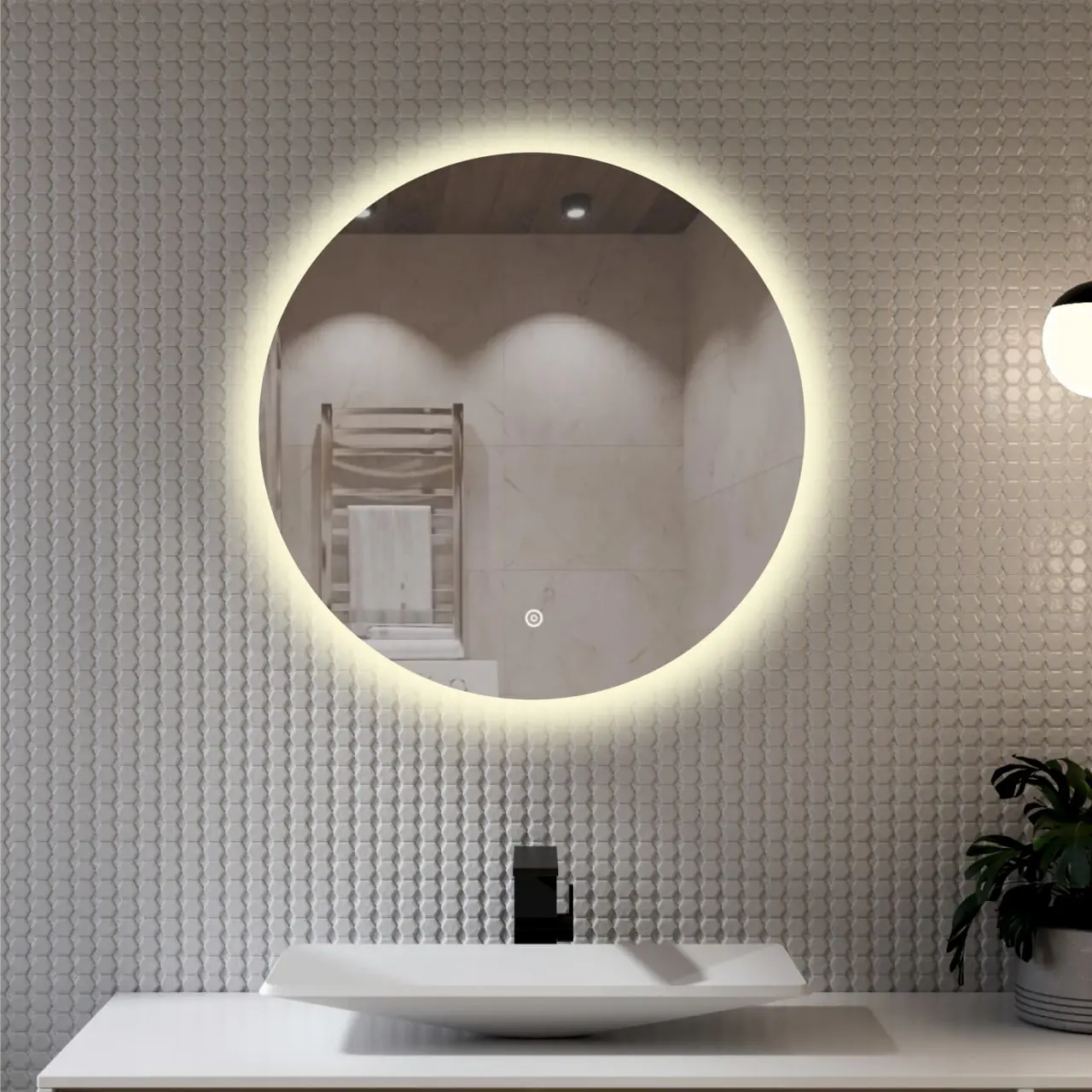 Изображение товара Зеркало для ванной Alfa mirrors Na-9Na-9d с подсветкой 90x90см