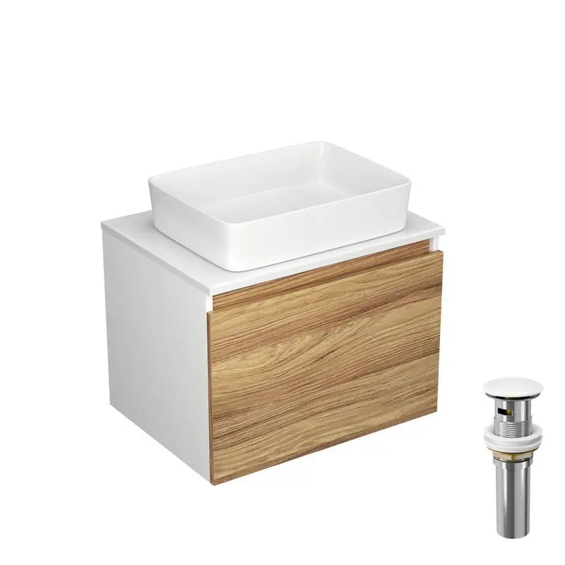 Изображение товара Тумба под раковину подвесная Bauedge BD1363 60см цвет дуб, с раковиной