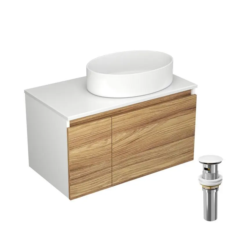 Изображение товара Тумба под раковину подвесная Bauedge BD0501 80см цвет дуб, с раковиной