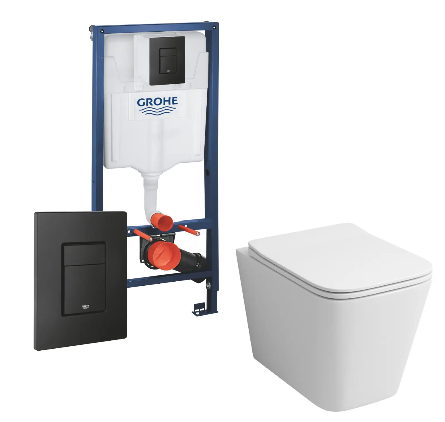 Изображение товара Комплект 3 в 1 инсталляция Grohe Rapid SL с подвесным унитазом Grossman GR-4441S, кнопка черная