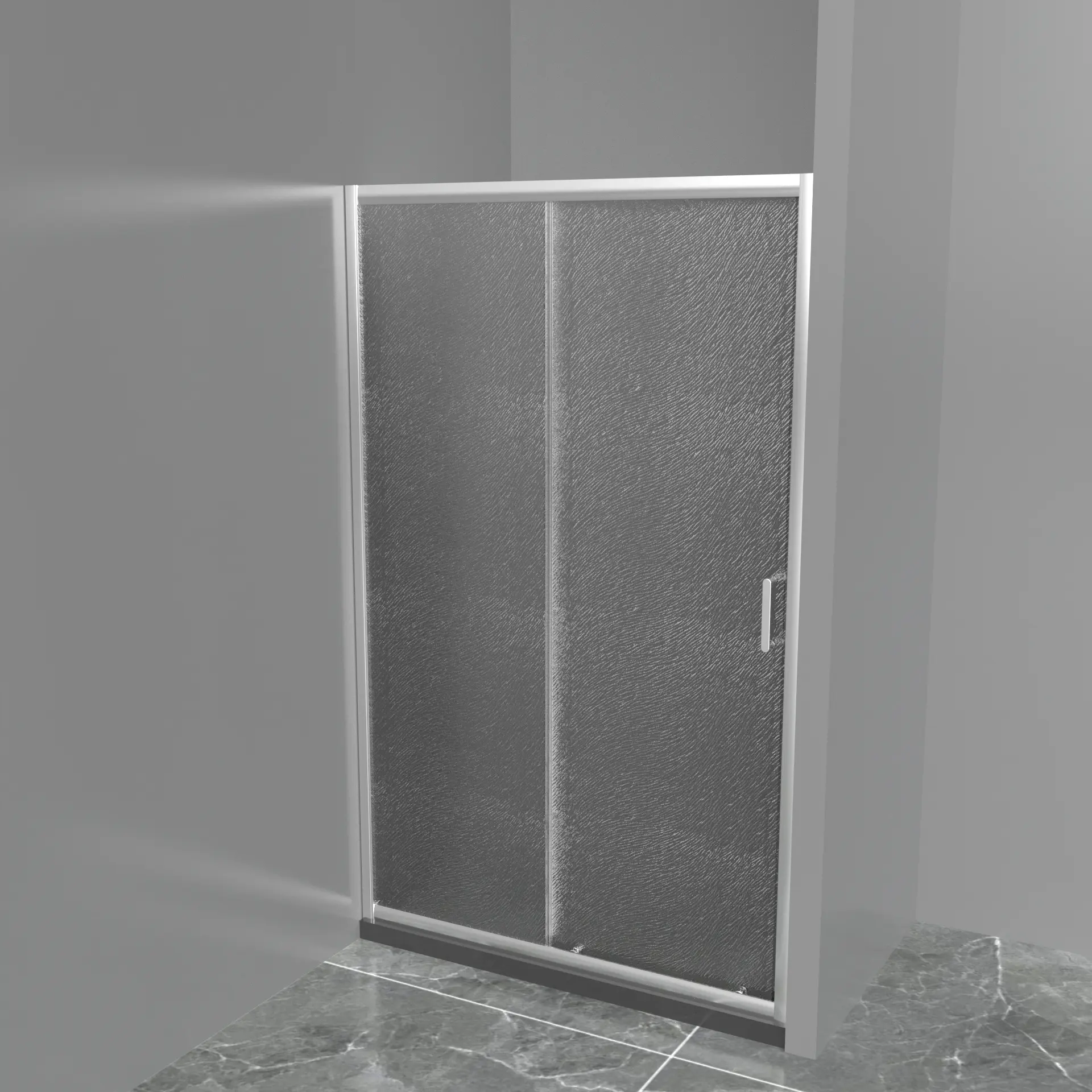 Изображение товара Душевая дверь Belbagno UNO-195-BF-1-140-CH-CR 140см эффект стекла рифленый раздвижной