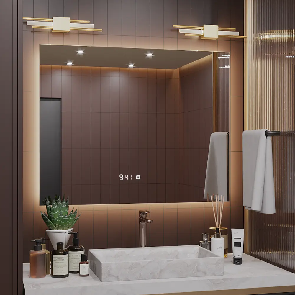 Изображение товара Зеркало для ванной Alias Квартал часы q5014035 с подсветкой 140x50см