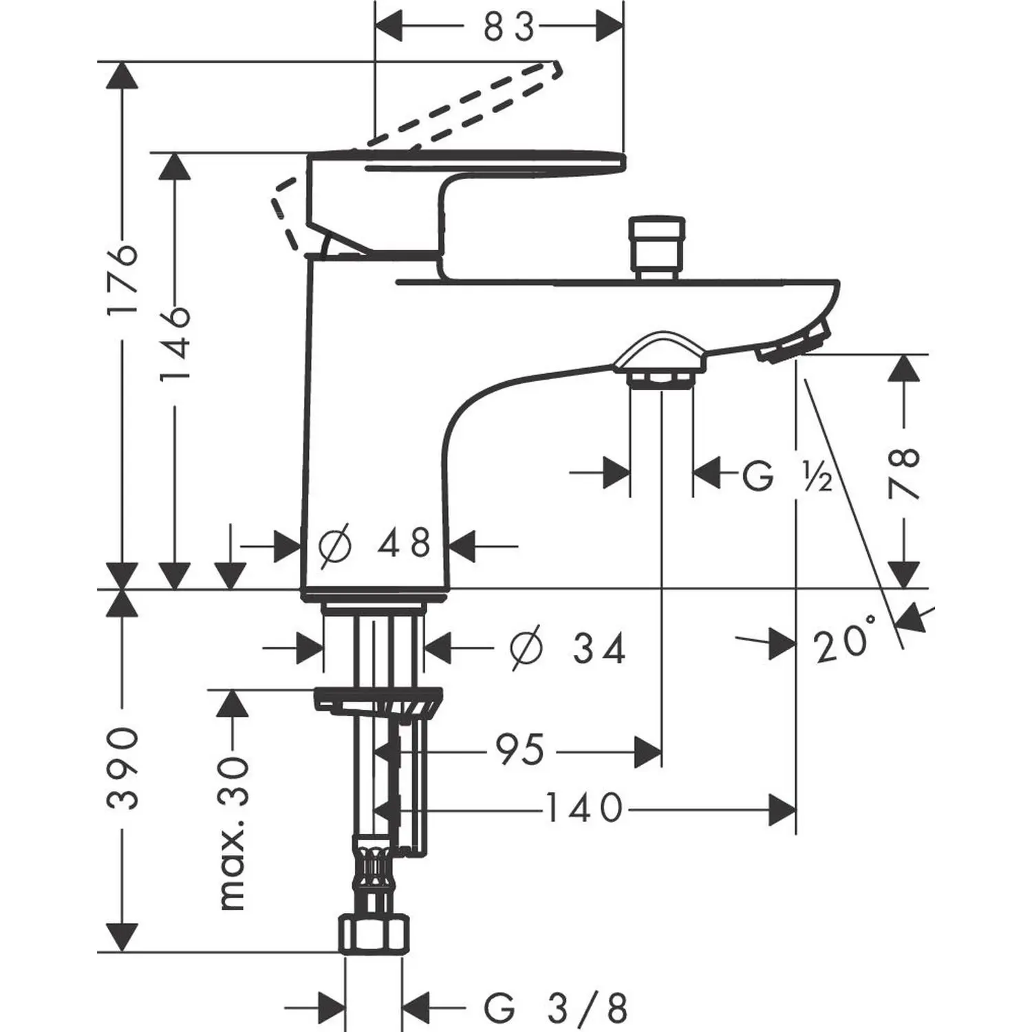 Изображение товара Смеситель для ванны Hansgrohe Vernis Blend 71444000
