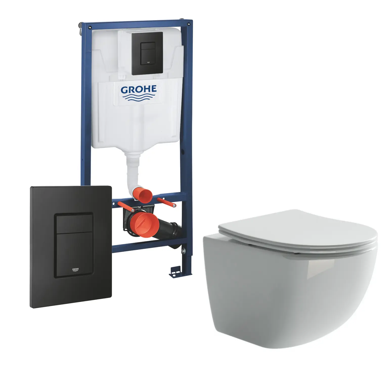 Изображение товара Комплект 3 в 1 инсталляция Grohe Rapid SL с подвесным унитазом Ceramica Nova Forma CN3009 кнопка черная 2 436948