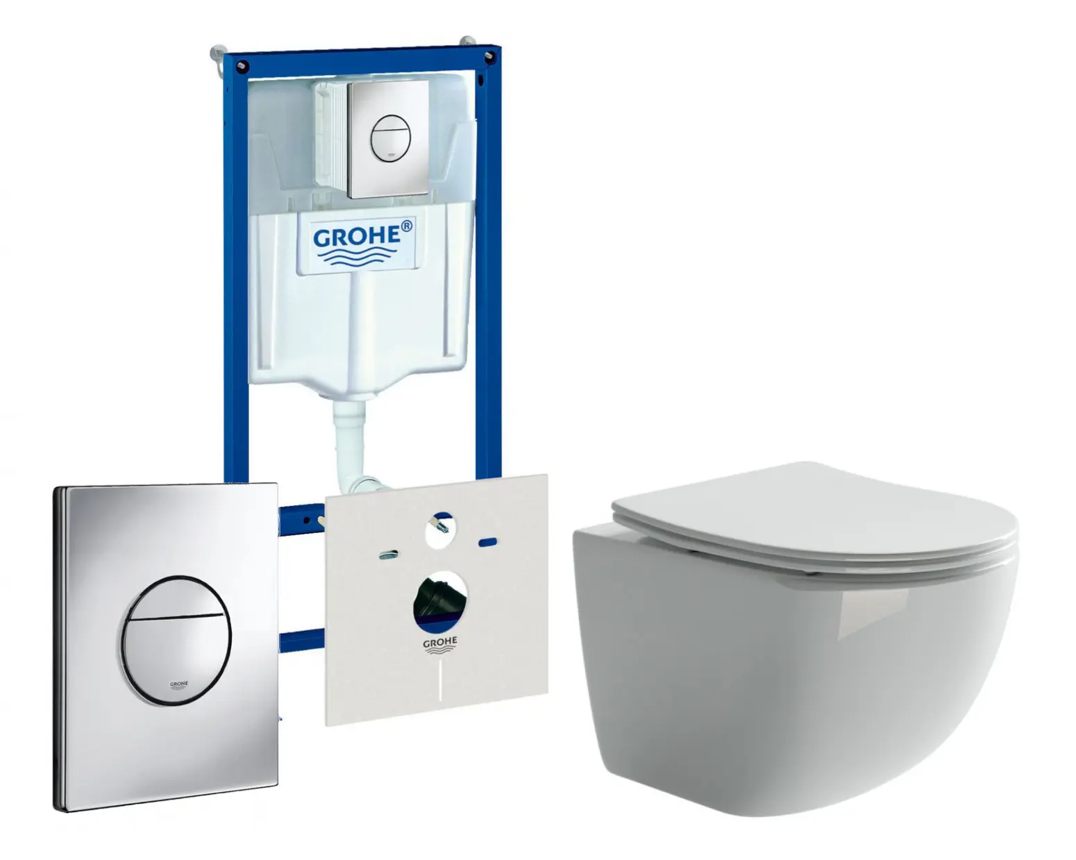 Изображение товара Комплект 3 в 1 инсталляция Grohe Rapid SL с подвесным унитазом Ceramica Nova Forma CN3009 кнопка хром 2