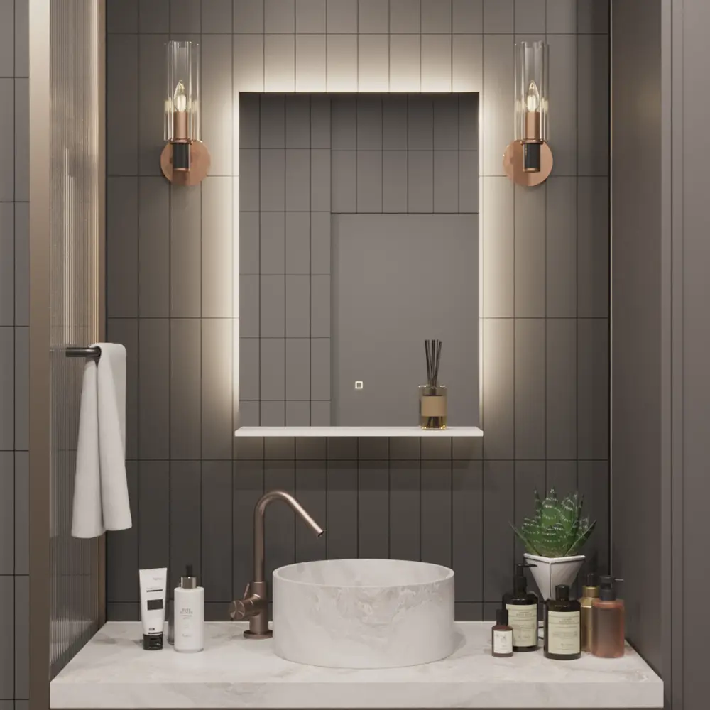 Изображение товара Зеркало для ванной Alias Квартал полка q12010027 с подсветкой 100x120см