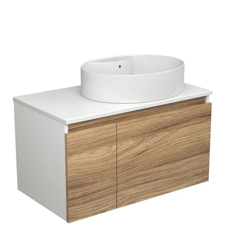 Изображение товара Тумба под раковину Bauedge Blackwood BD2589 подвесная 80см с раковиной, смесителем цвет белый, дуб