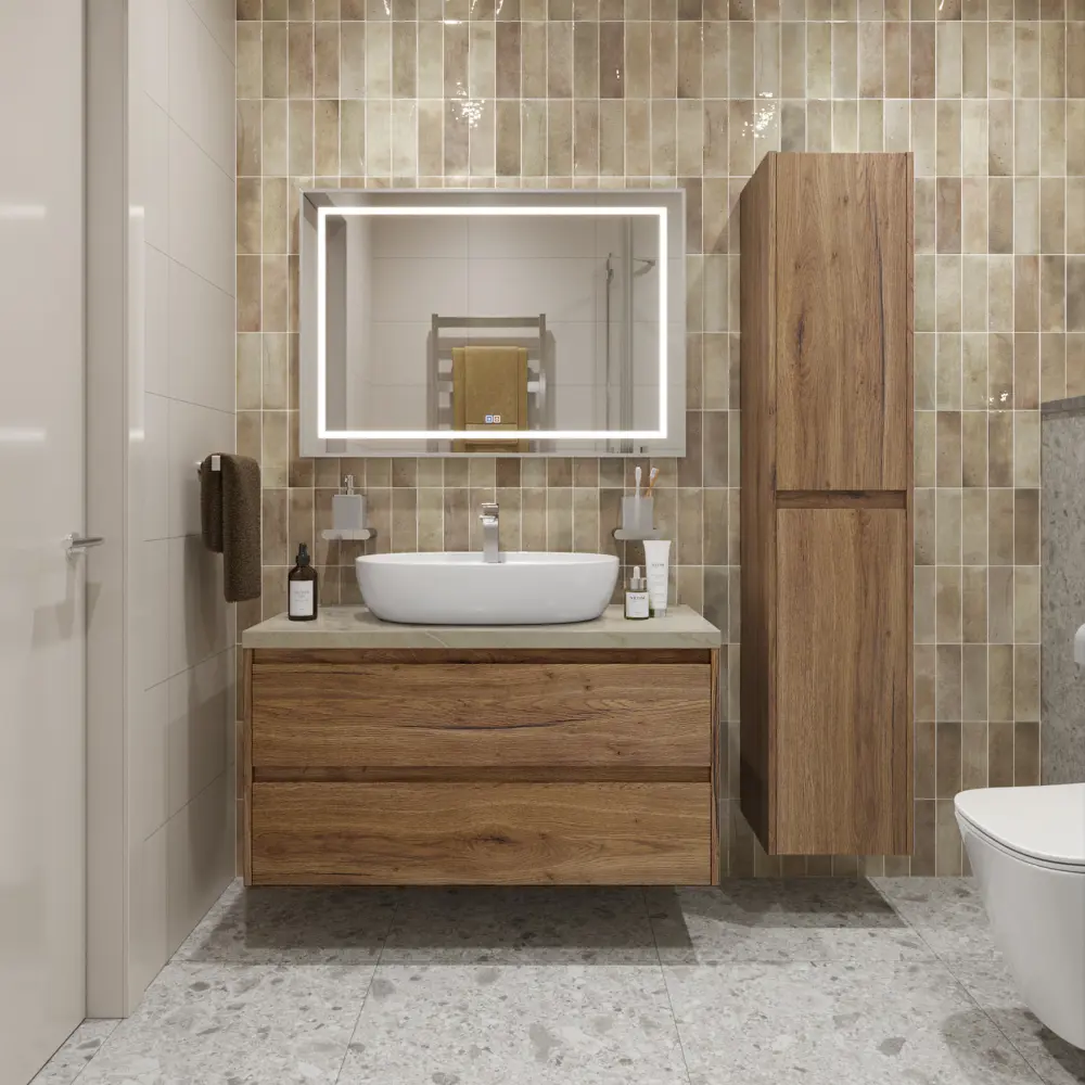 Изображение товара Тумба со столешницей и накладной раковиной подвесная BelBagno KRAFT 100 kraft100rt-kepmco-1346-set