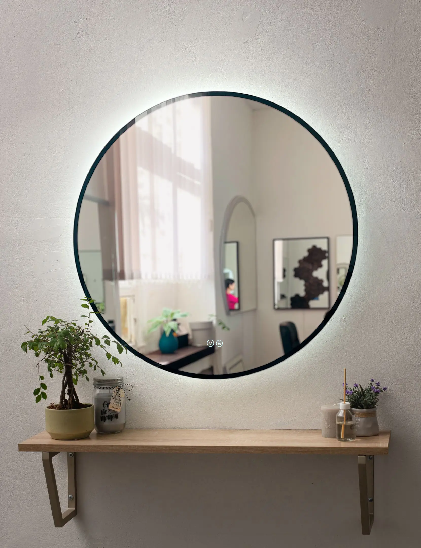 Изображение товара Зеркало для ванной Alfa mirrors Natali ram black 75 Na-75Ah-ram черный с подсветкой 75x75см