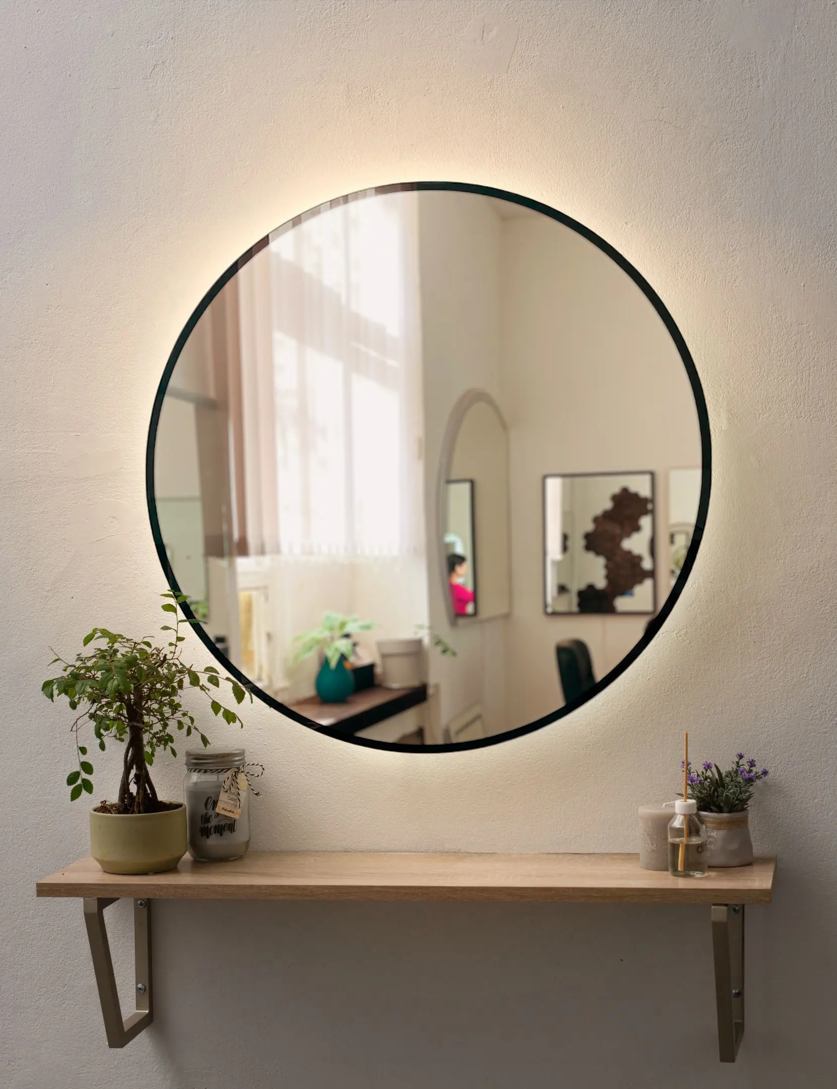 Изображение товара Зеркало для ванной Alfa mirrors Natali ram black 75 Na-75AVzt-ram черный с подсветкой 75x75см