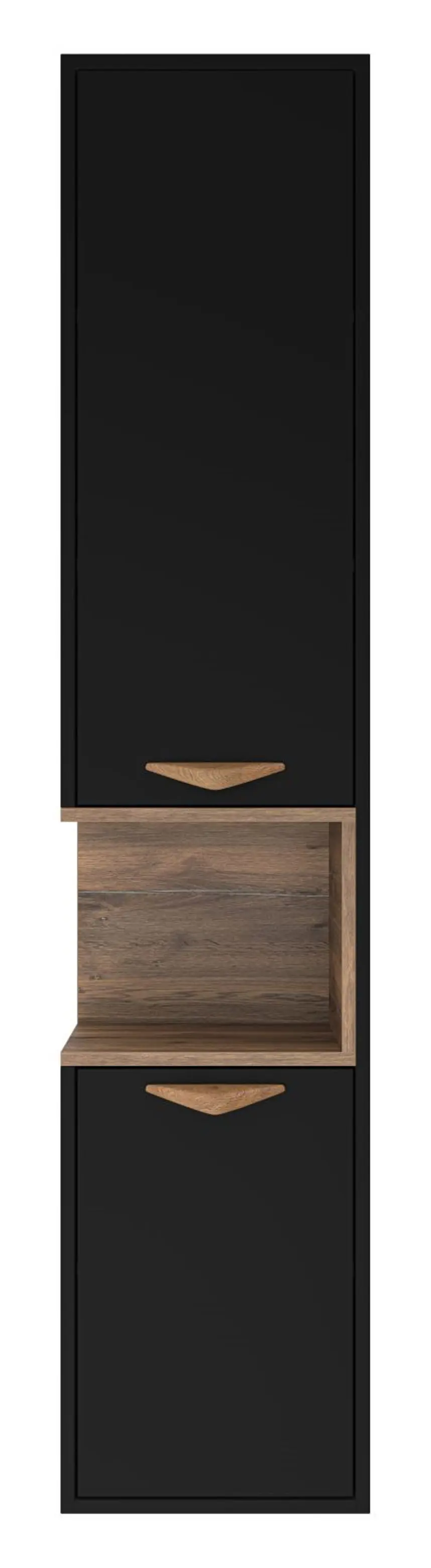 Изображение товара Шкаф-пенал для ванной Brevita BERGEN BER-05035-02-19-ПоП подвесной 35x165см цвет Дуб Галифакс олово/Черный