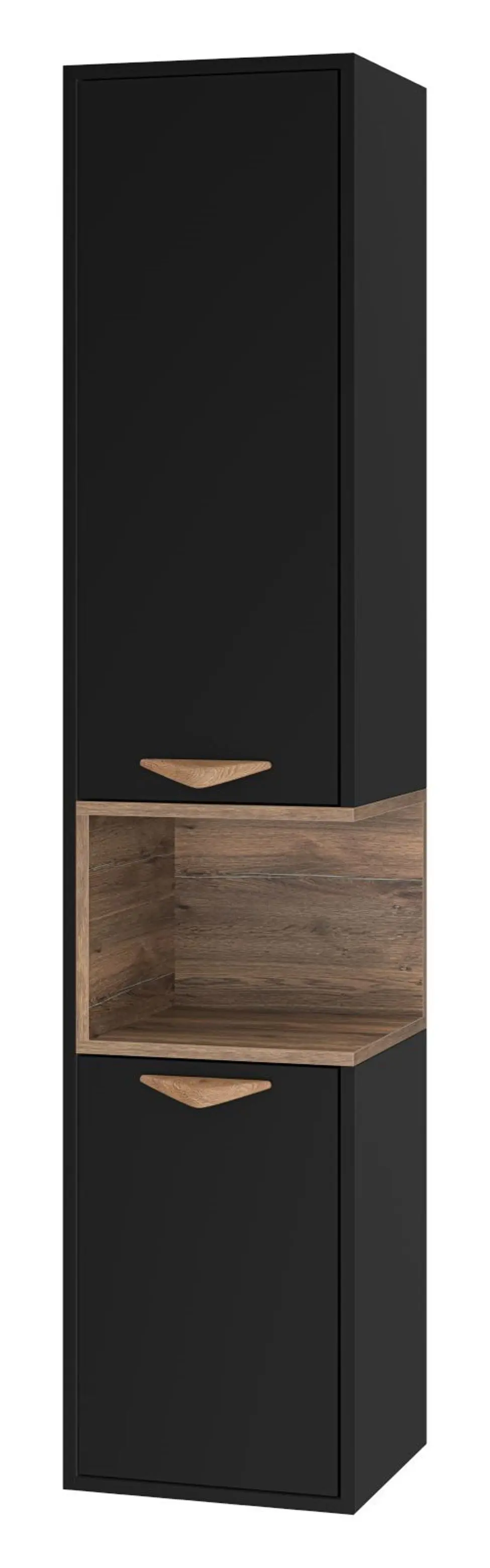 Изображение товара Шкаф-пенал для ванной Brevita BERGEN BER-05035-02-19-ПоЛ подвесной 35x165см цвет Дуб Галифакс олово/Черный