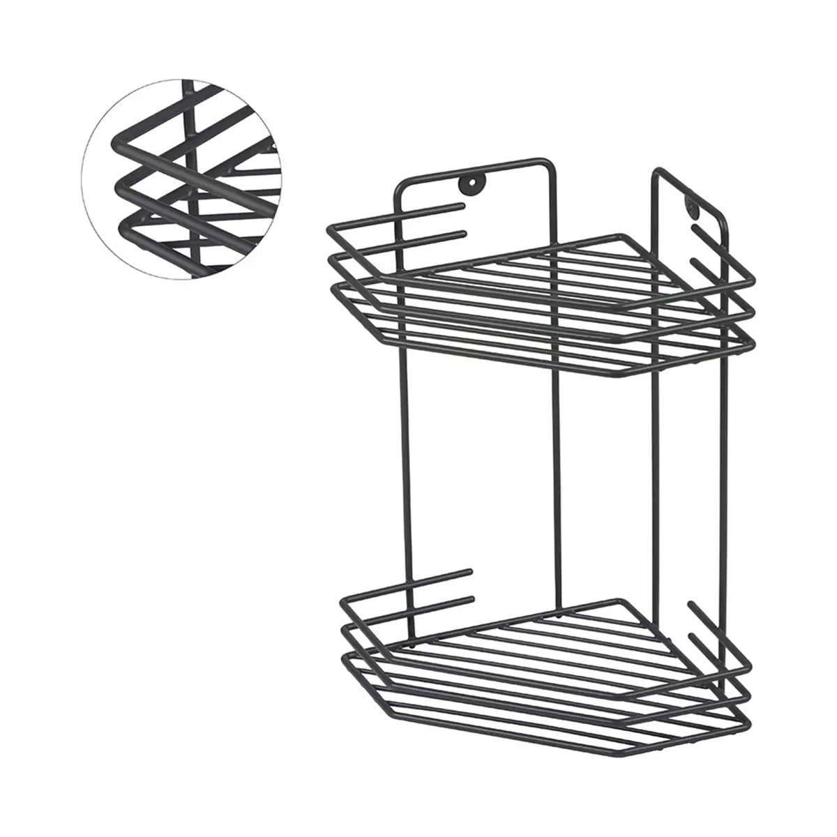 Изображение товара Полка для ванной комнаты Рыжий кот 310869 угловая 2-х ярусная 20.5x20.5x31.5 см, цвет графит