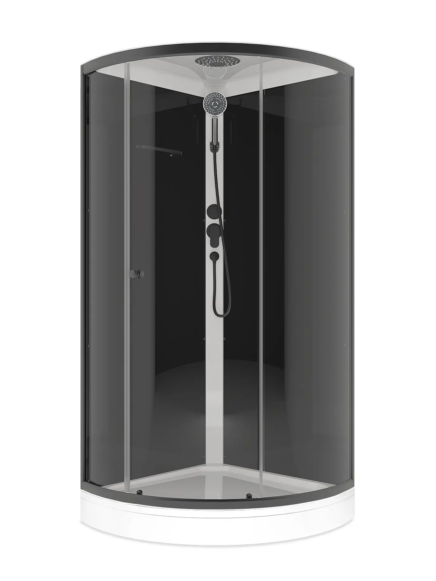 Изображение товара Душевая кабина Domani-Spa Simple 99 90x90x218 низкий поддон черные стенки, прозрачное стекло, графит профиль, Black accents