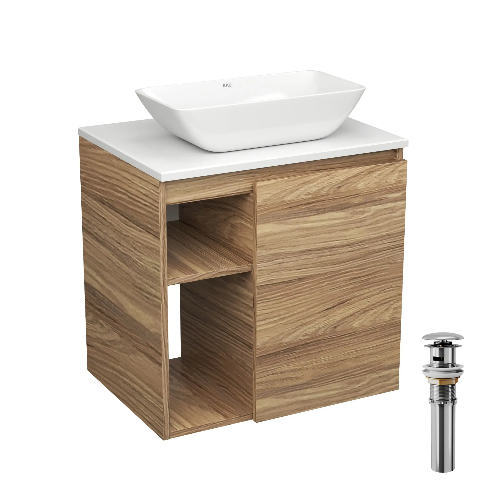 Изображение товара Тумба Bauedge Bau Dream Blackwood 60 правая раковина Spectrum mini 47x24 выпуск клик клак хром