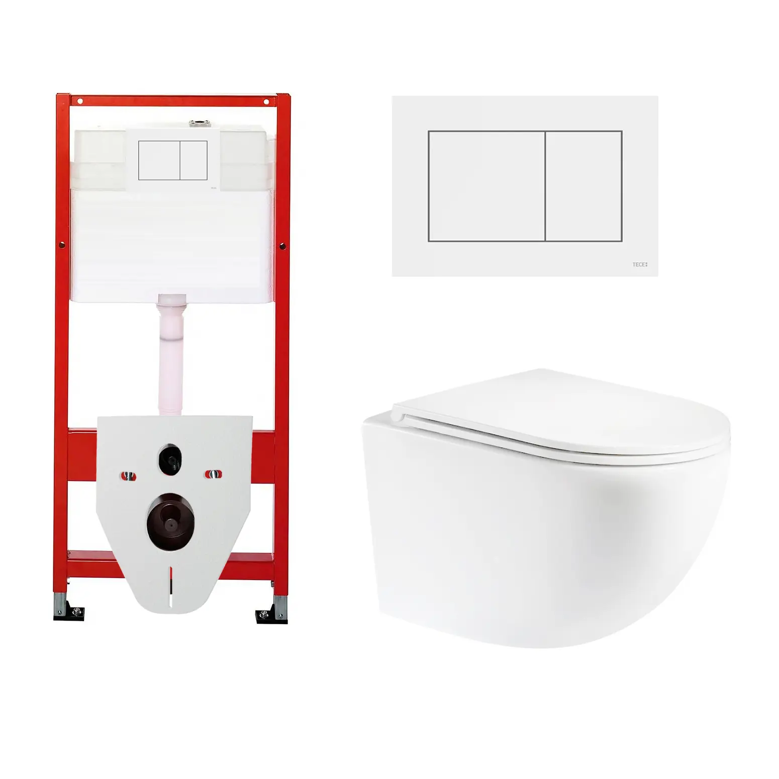 Изображение товара Комплект 3 в 1 инсталляция Tece Base 9400413 подвесной унитаз Enio Unico с кнопкой белой