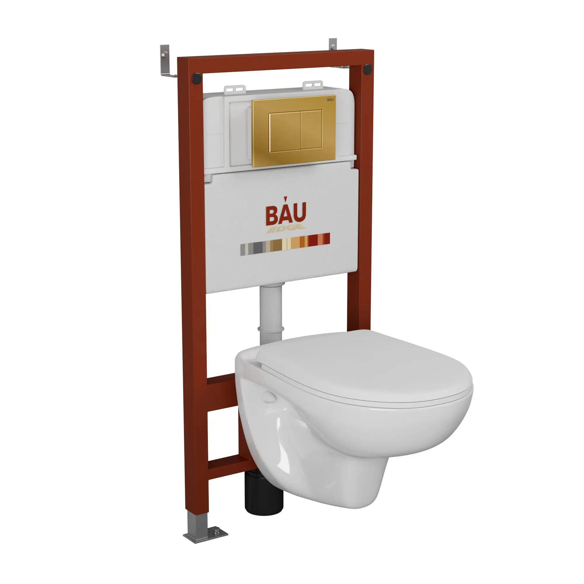 Изображение товара Комплект BAUEDGE 6 в 1 Q111300-BN0111-Q00013: инсталляция PRO, унитаз безободковый Novo, быстросъемное сиденье микролифт, кнопка смыва Stil, золото