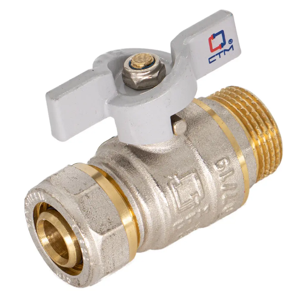 Изображение товара Кран шаровой 1/2" СТМ латунь никелированная для воды с ручкой-бабочкой