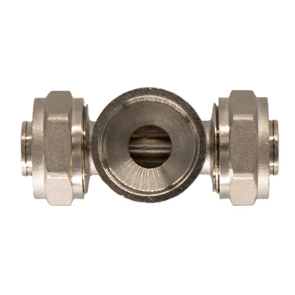 Изображение товара Тройник комбинированный СТМ 16x1/2"x16 мм латунь с никелированием для систем водоснабжения