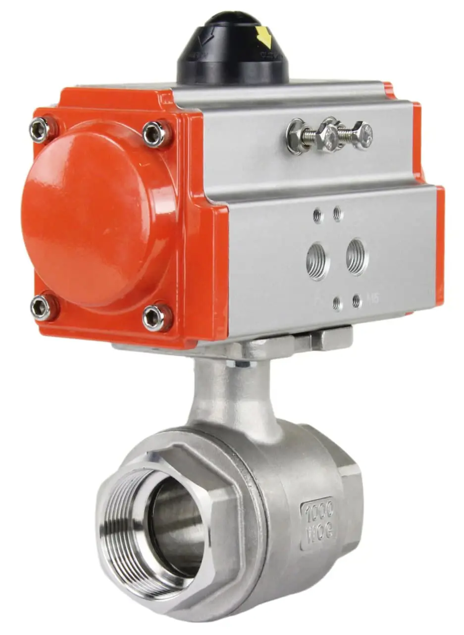 Изображение товара Кран шаровой с пневмоприводом DN.ru 3/4 дюйма, нержавеющая сталь, 63 бар, DA-052