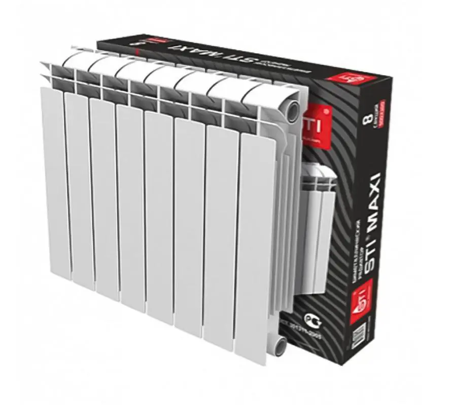 Изображение товара Радиатор Sti Bimetal Maxi 500-100 8 секций боковое подключение биметалл белый