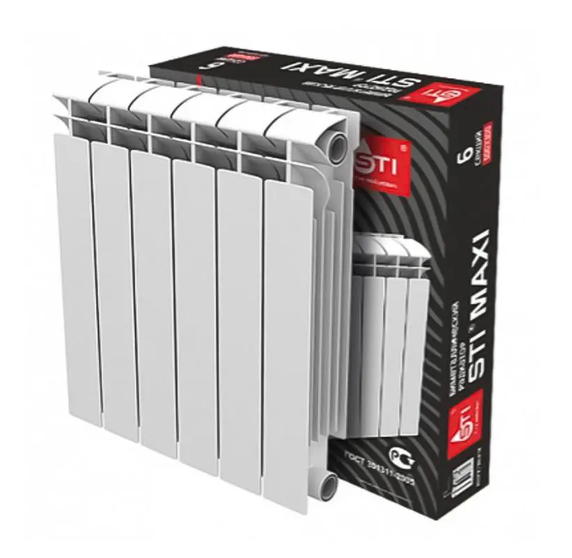 Изображение товара Радиатор Sti Bimetal Maxi 500-100 6 секций боковое подключение биметалл белый