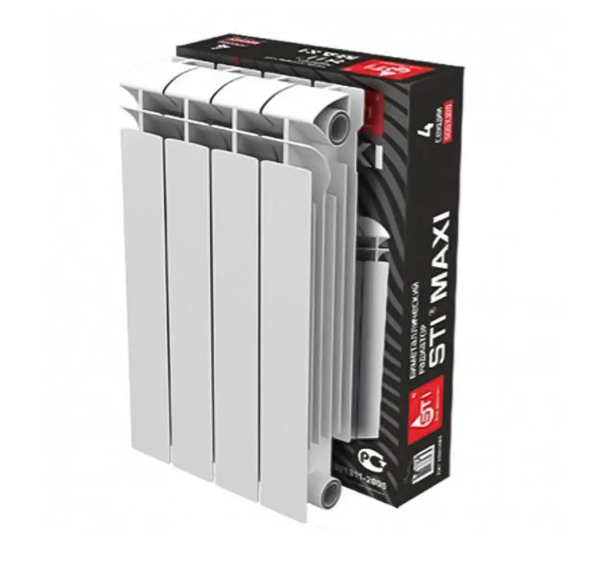 Изображение товара Радиатор Sti Bimetal Maxi 500-100 4 секций боковое подключение биметалл белый