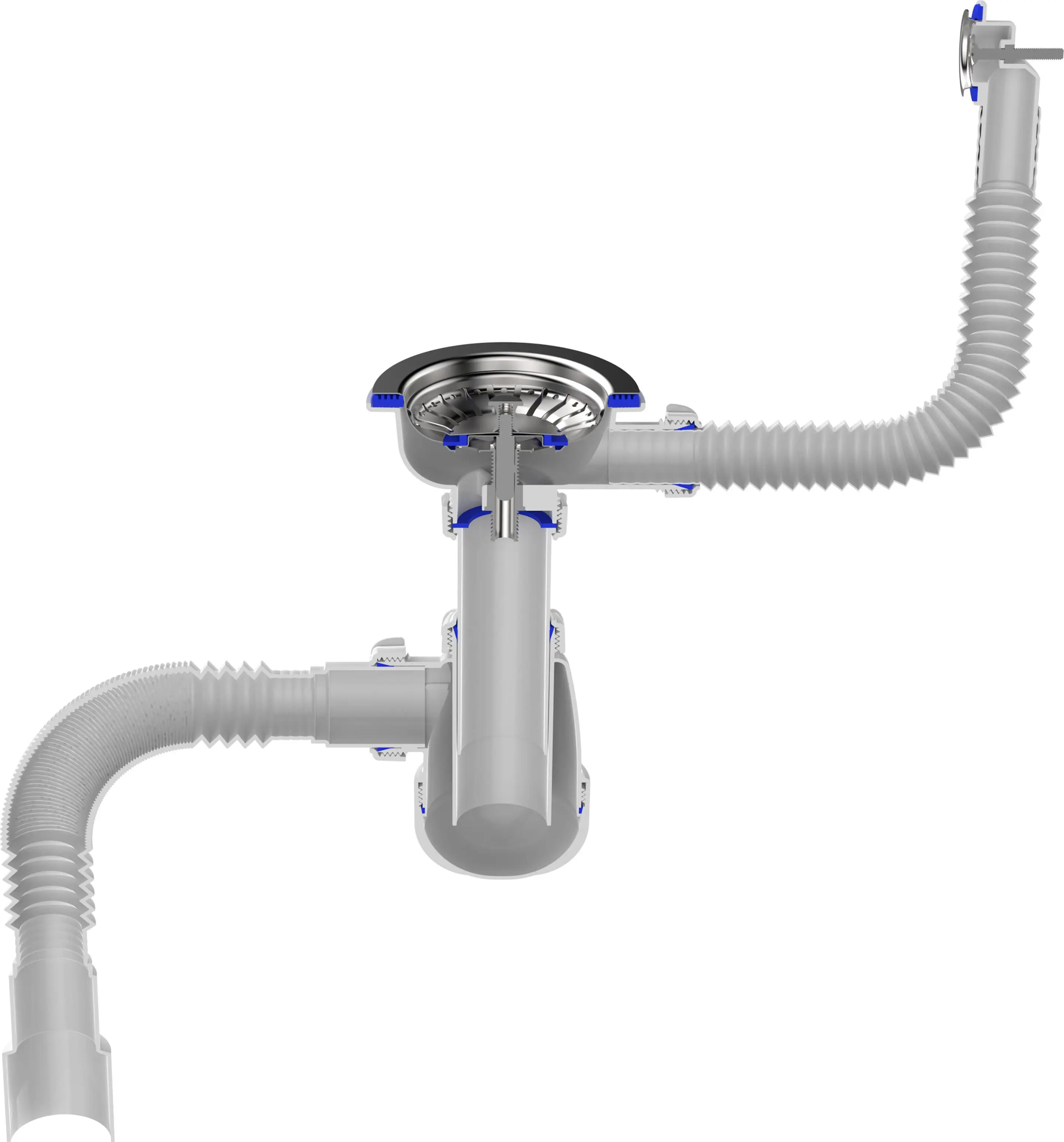 Изображение товара Сифон для мойки Aquant B0139-20-MR 3 1/2 дюйма белый с хромированием