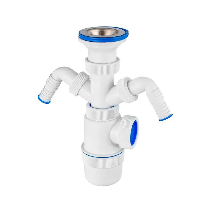 Изображение товара Сифон для мойки Virplast Элит 30986144 с двойным отводом Ø40 мм полипропилен