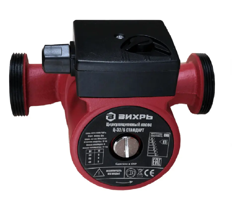 Изображение товара Циркуляционный насос Вихрь 103190 32/6 180 мм чугун с гайками 1 1/4 для систем водоснабжения