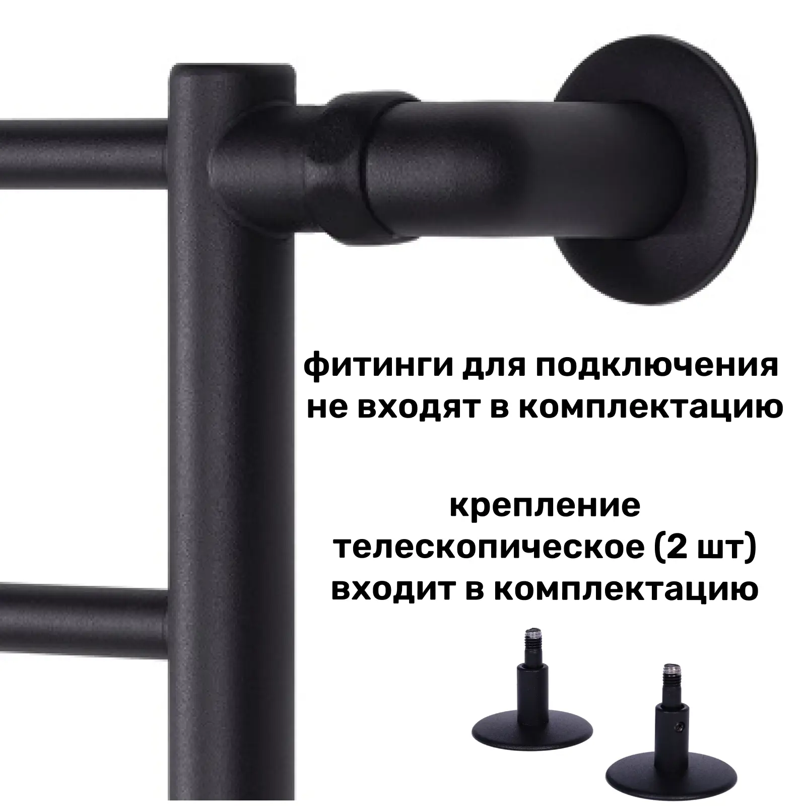 Изображение товара Полотенцесушитель водяной прямой Олимп 40x65 см боковое подключение 1" нержавеющая сталь 304 цвет люкс черный матовый