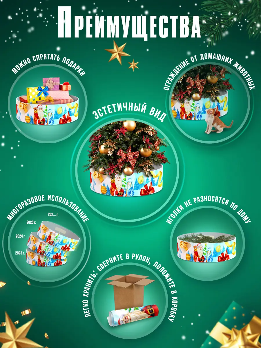 Изображение товара Юбка для елки Поставщикофф 34190010101 Дед мороз и снегурочка ø 100 см