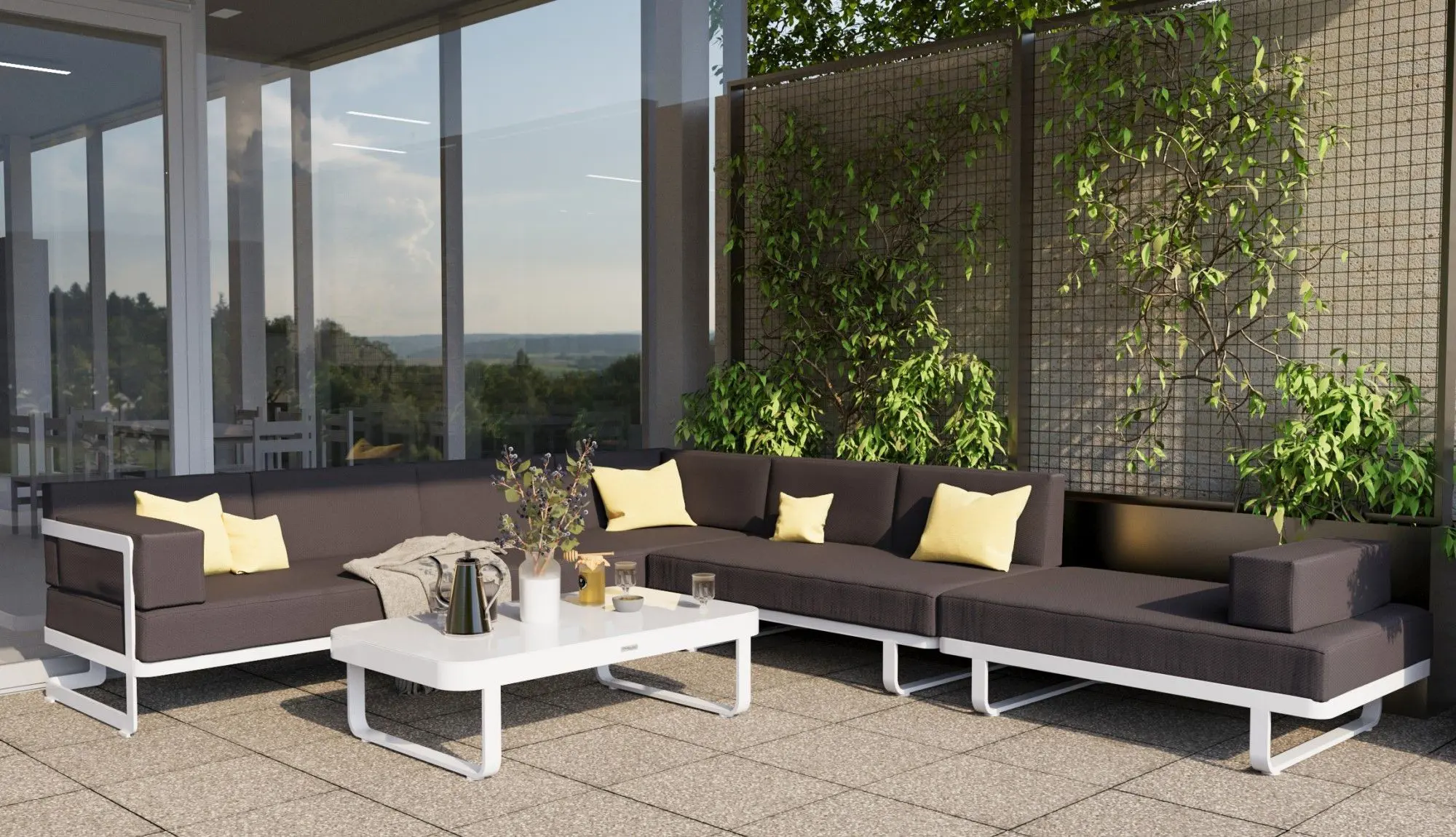 Изображение товара Садовая мебель для отдыха Ideal patio Outdoor style TESORA white алюМиний серый:стол, диван