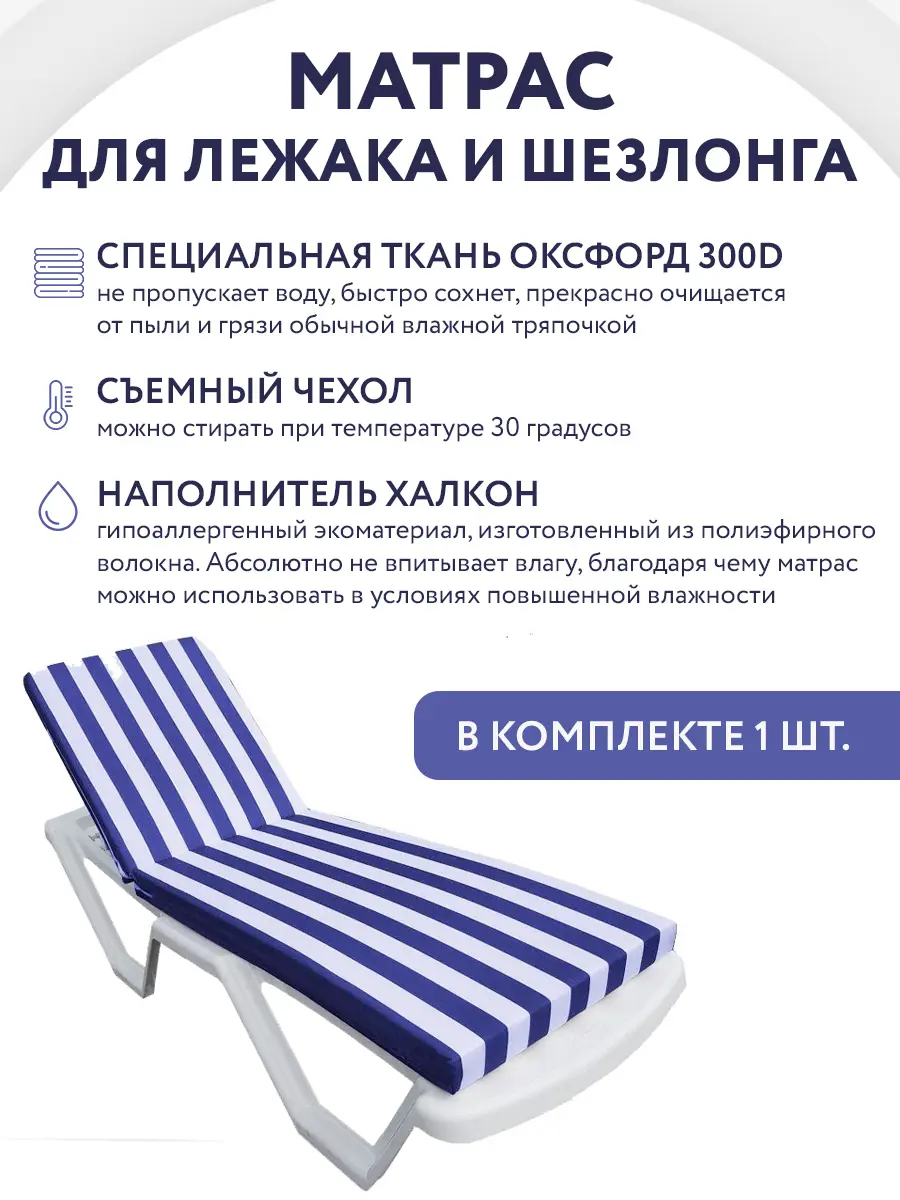 Изображение товара Матрас для лежака Everena white-blue 180x55 см