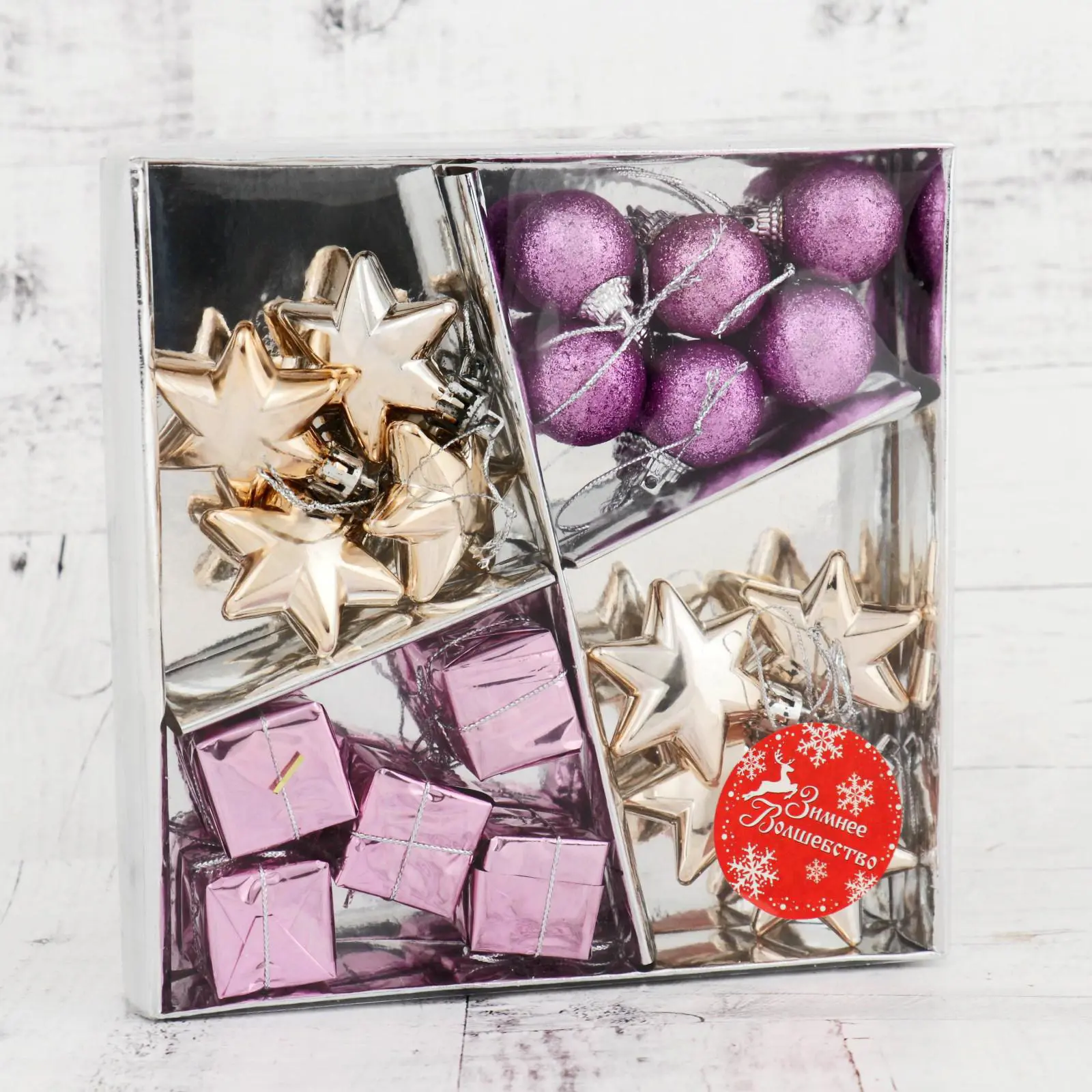 Изображение товара Набор елочных игрушек Фортуна Зимнее волшебство 1400075 18 см х 18 см разноцветный