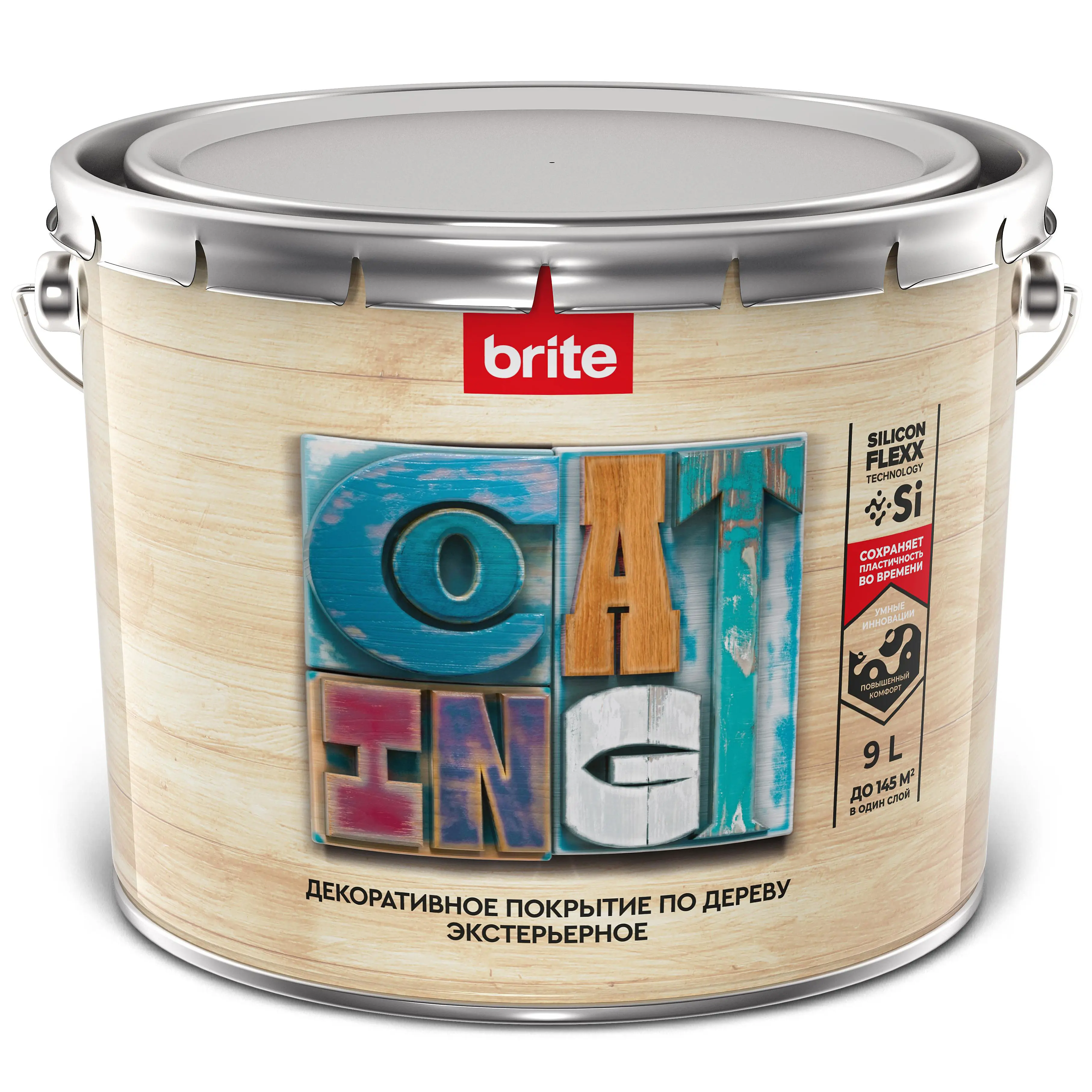 Изображение товара Декоративное экстерьерное покрытие BRITE FLEXX по дереву 9л с УФ-защитой
