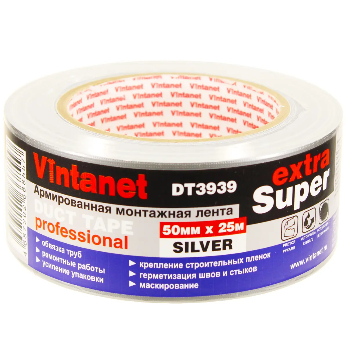 Изображение товара Лента монтажная VINTANET DT39395025S 50 мм х 25 м водостойкая для внутренних и наружных работ