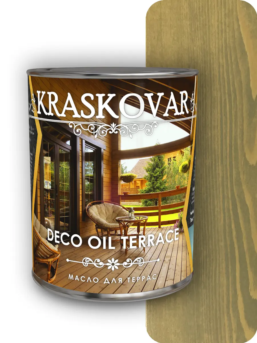 Изображение товара Масло для террас Kraskovar Deco Oil Terrace бамбук 0.75 л защитное для наружных и внутренних деревя