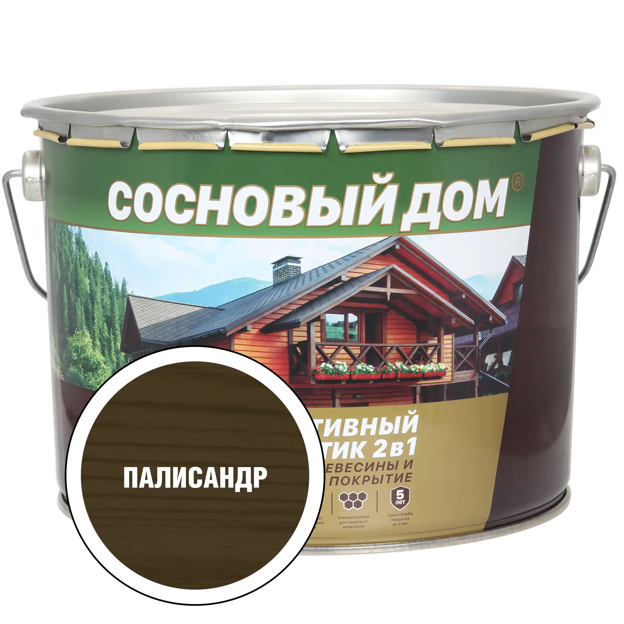 Изображение товара Защитный состав для древесины СОСНОВЫЙ ДОМ 29541 цвет палисандр 9 л