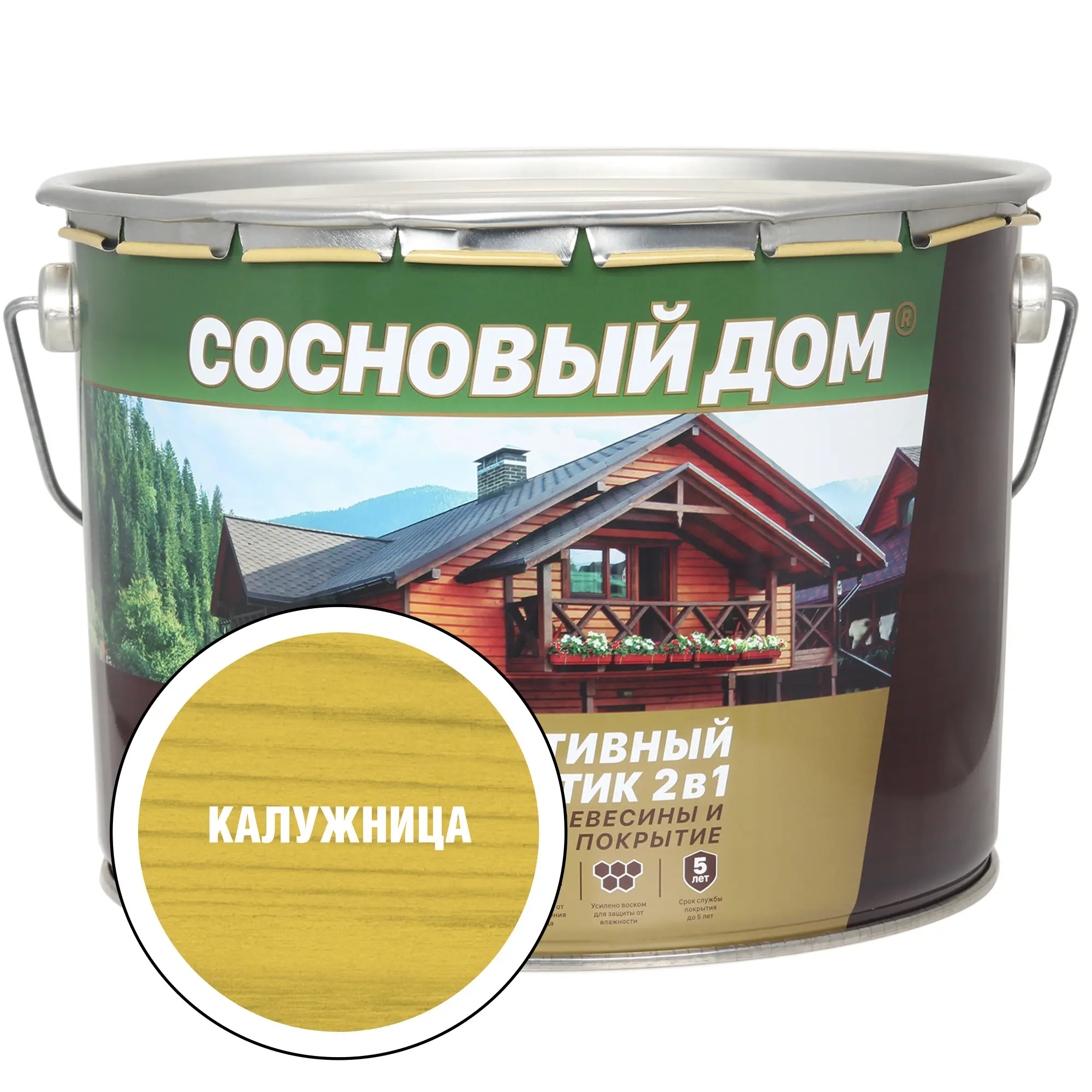 Изображение товара Защитный состав для древесины СОСНОВЫЙ ДОМ 29537 цвет калужница 9 л