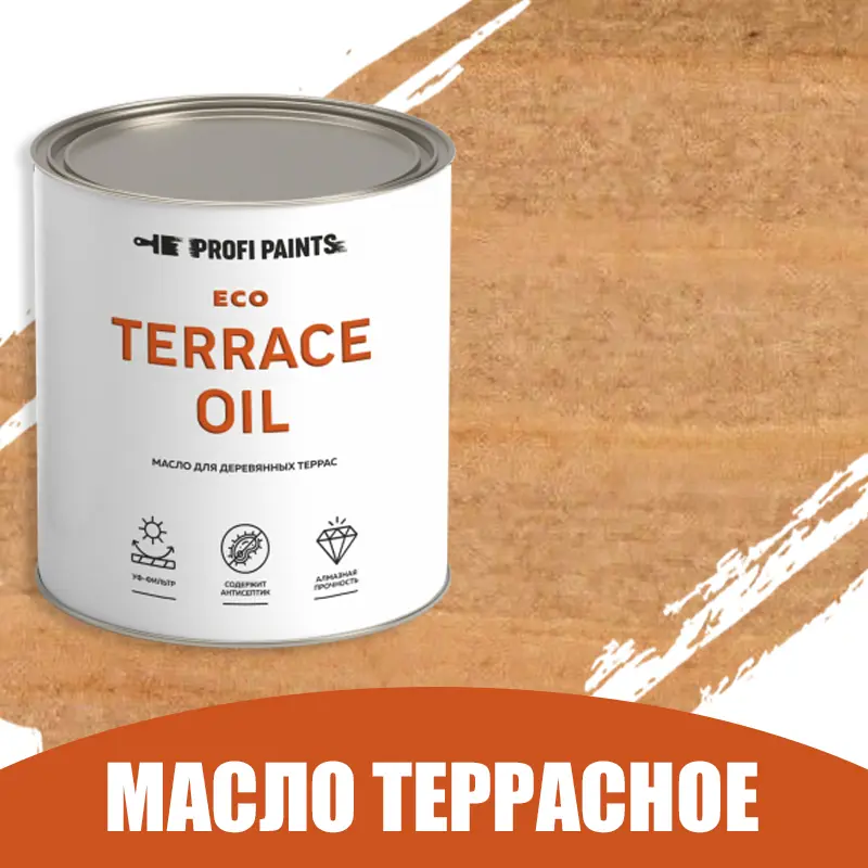 Изображение товара Масло для дерева Profipaints ECO Terrace Oil 0.9л износостойкое коньяк для наружных и внутренних ра