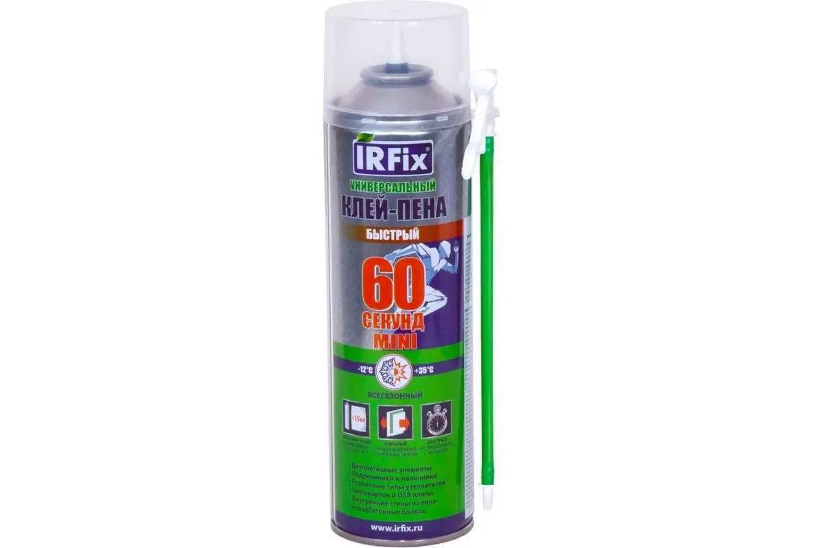 Изображение товара Всесезонная монтажная клей-пена Irfix 10026 60 500 мл для внутренних и внешних работ