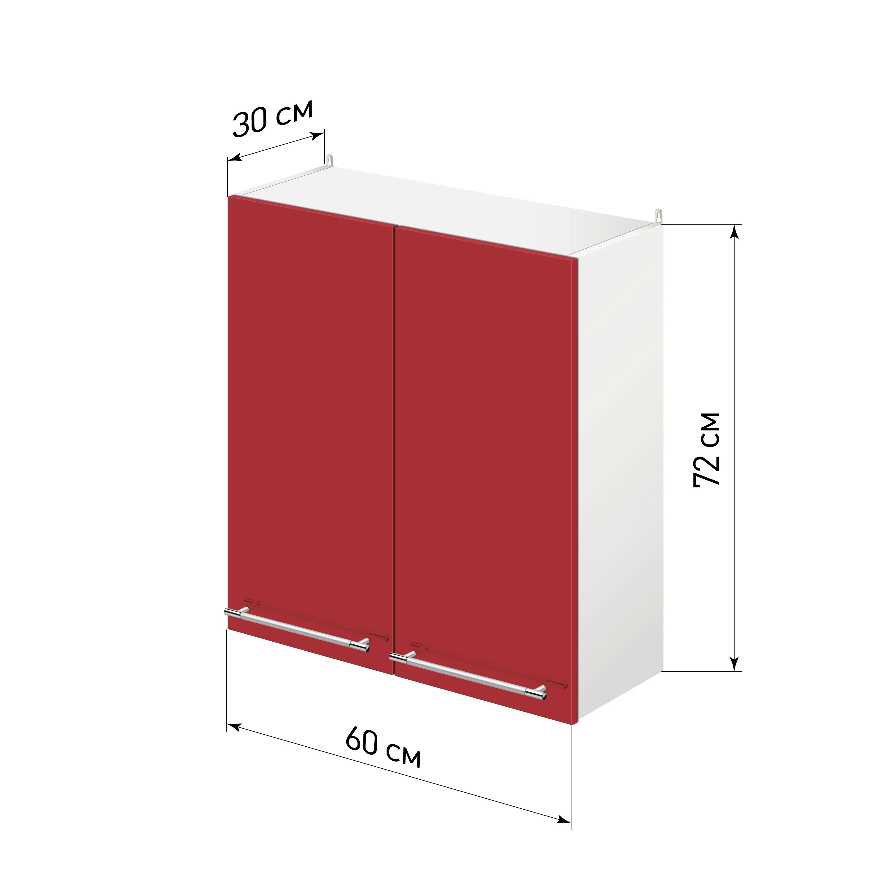 Изображение товара Навесной шкаф Лидер Modern Alto ~~ Модерн altoP600_KRGL 60x72x30 см ЛДСП цвет красный