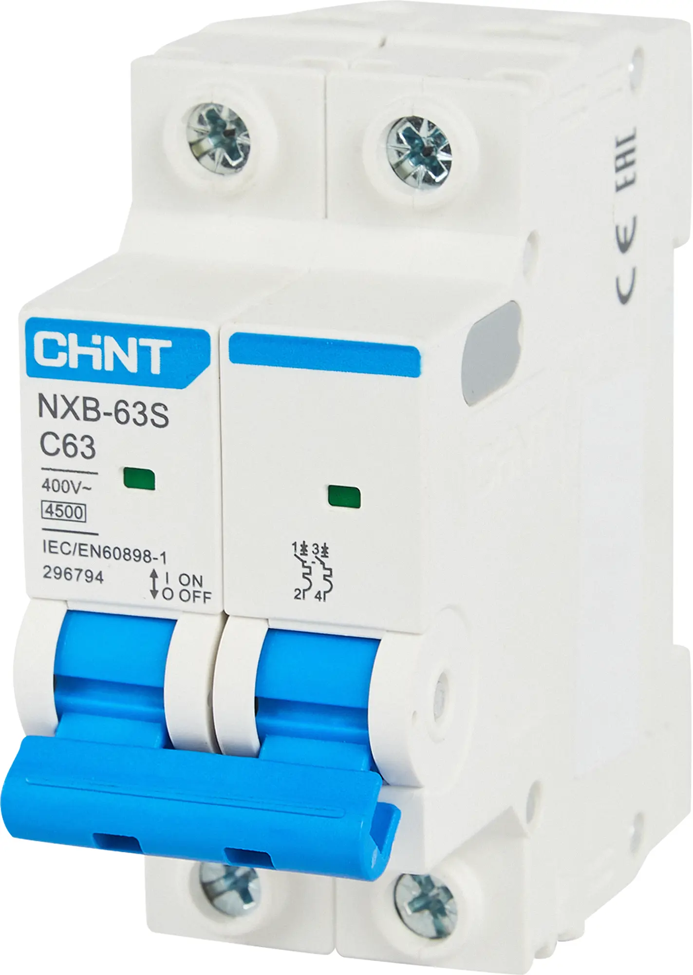 Изображение товара Автоматический выключатель CHINT NXB-63S 2P C63 А 4.5 кА