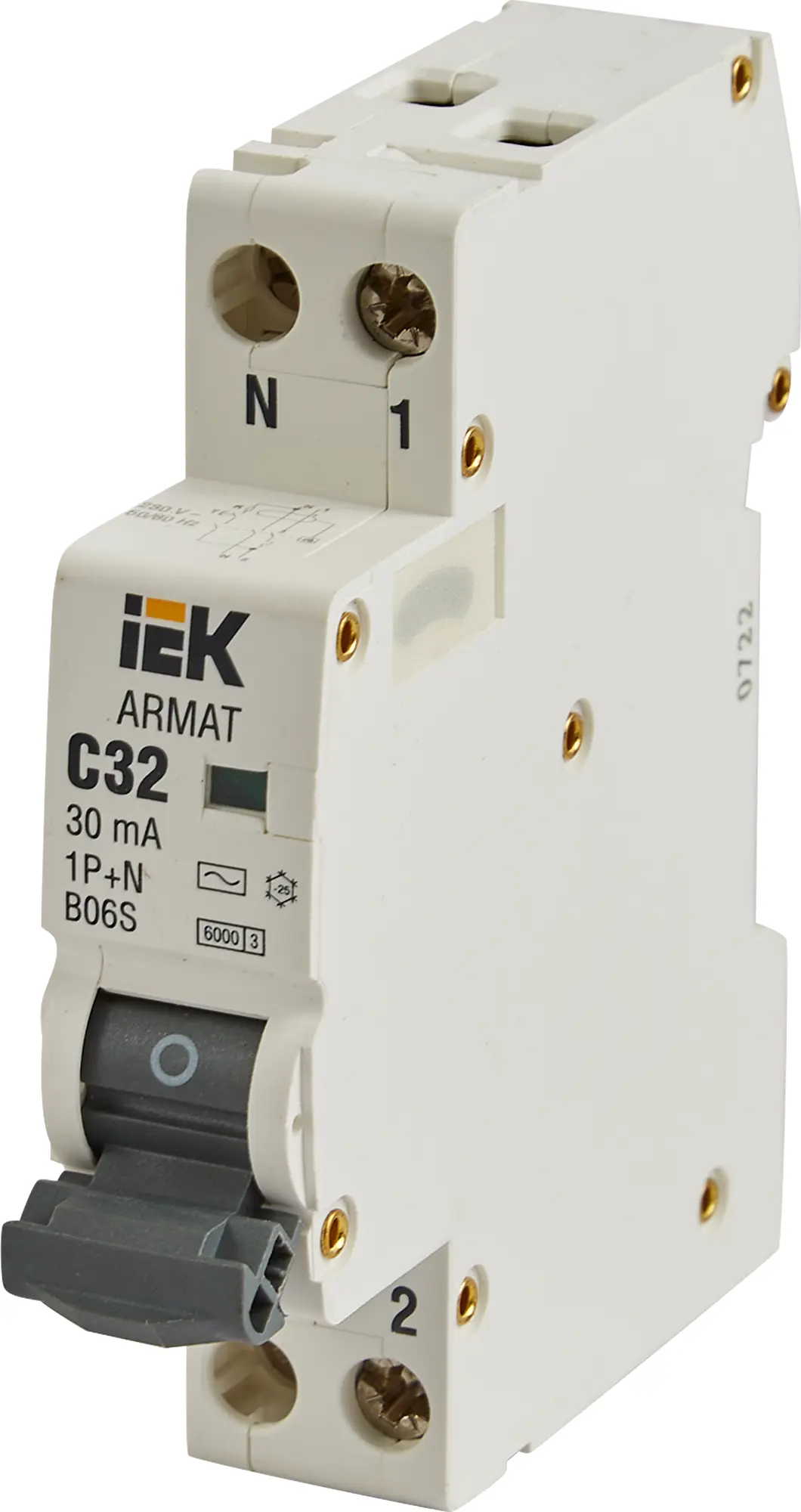 Изображение товара Дифференциальный автомат IEK Armat АВДТ B06S 32А 30мА 6кА AC