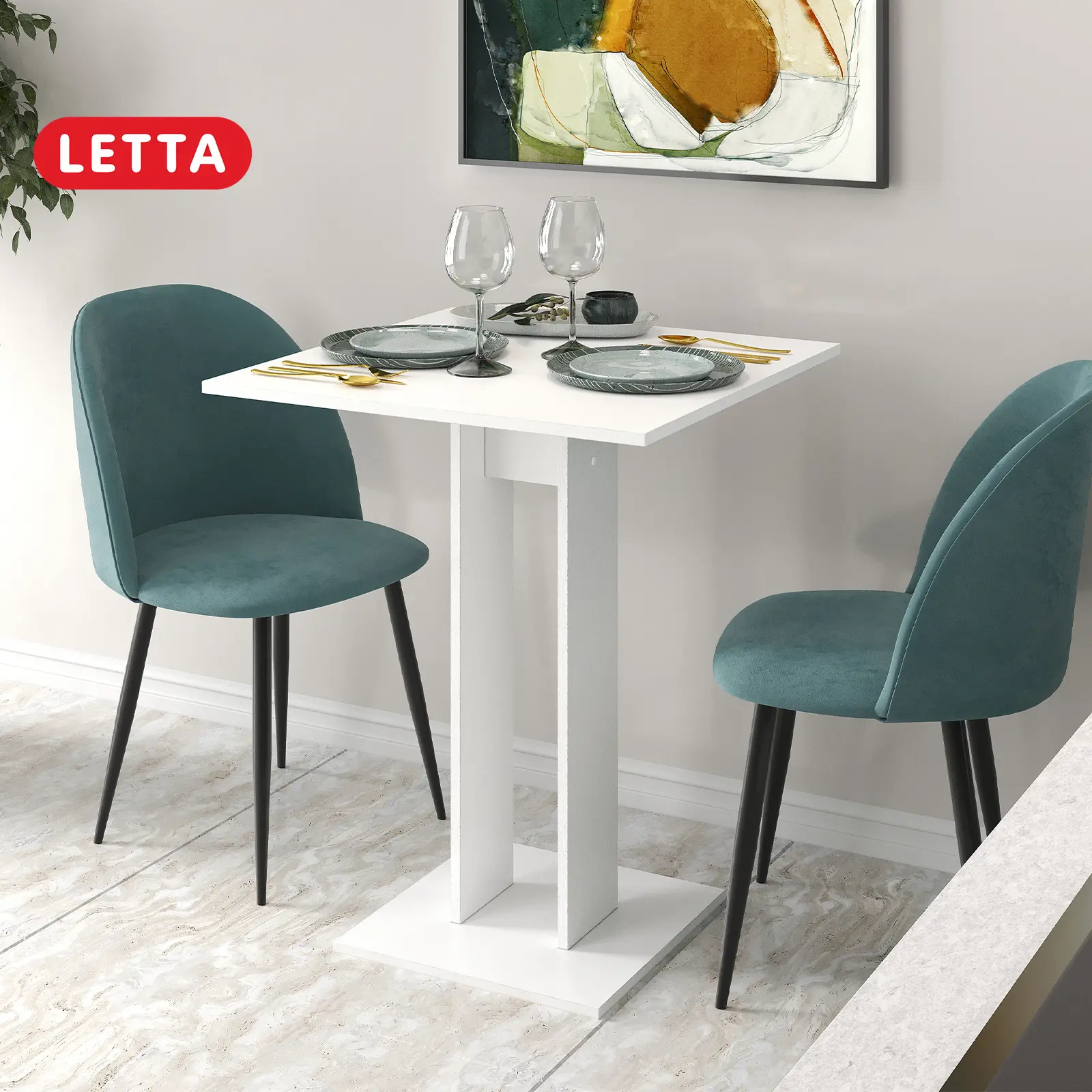 Изображение товара Обеденный стол квадратный Letta Мальта Лайт 65x76x65 см ЛДСП цвет белый