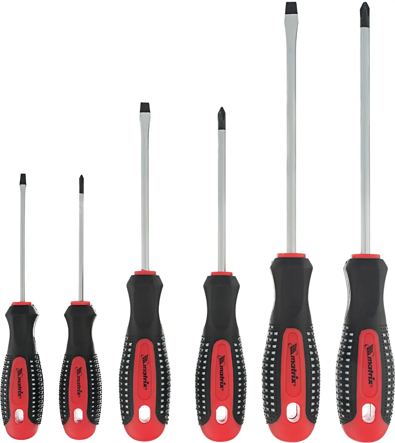 Изображение товара Набор отверток Matrix 13351, 6 шт. с магнитными наконечниками и рифленой рукояткой